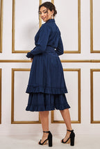 Tiered Shirt Dress With Belt