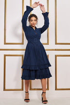 Tiered Shirt Dress With Belt