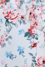 Floral Printed Chiffon Ruffle Maxi Dress