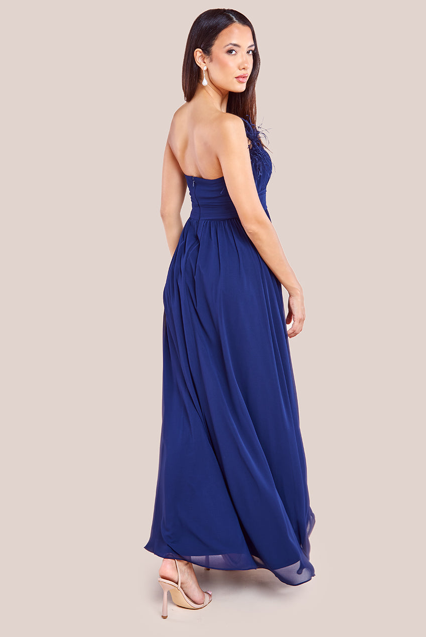 Chiffon Feather Bandeau Maxi Dress