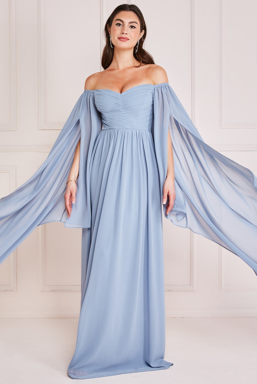 Chiffon Off The Shoulder Maxi With Wings