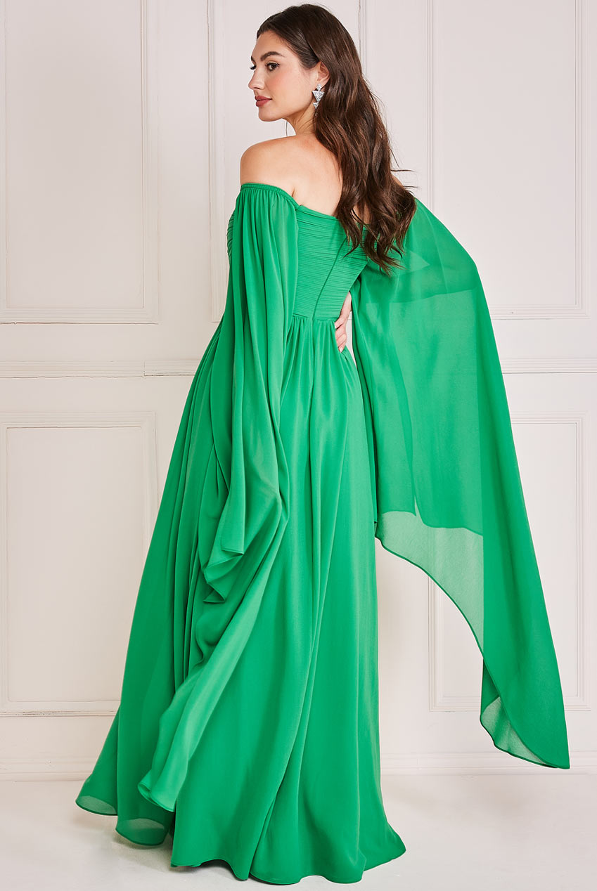Chiffon Off The Shoulder Maxi With Wings