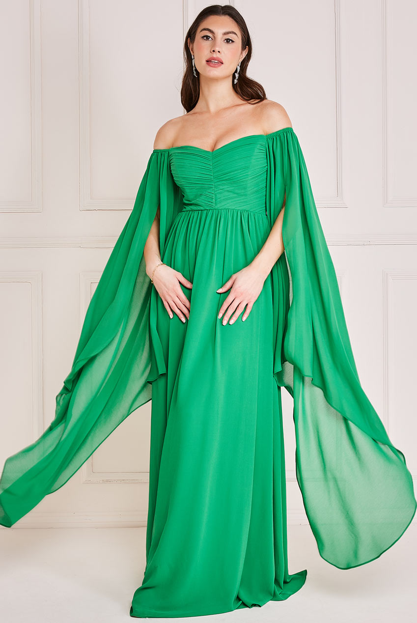 Chiffon Off The Shoulder Maxi With Wings
