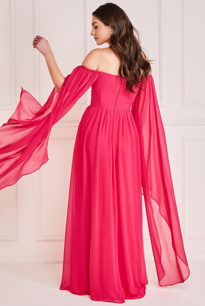 Chiffon Off The Shoulder Maxi With Wings