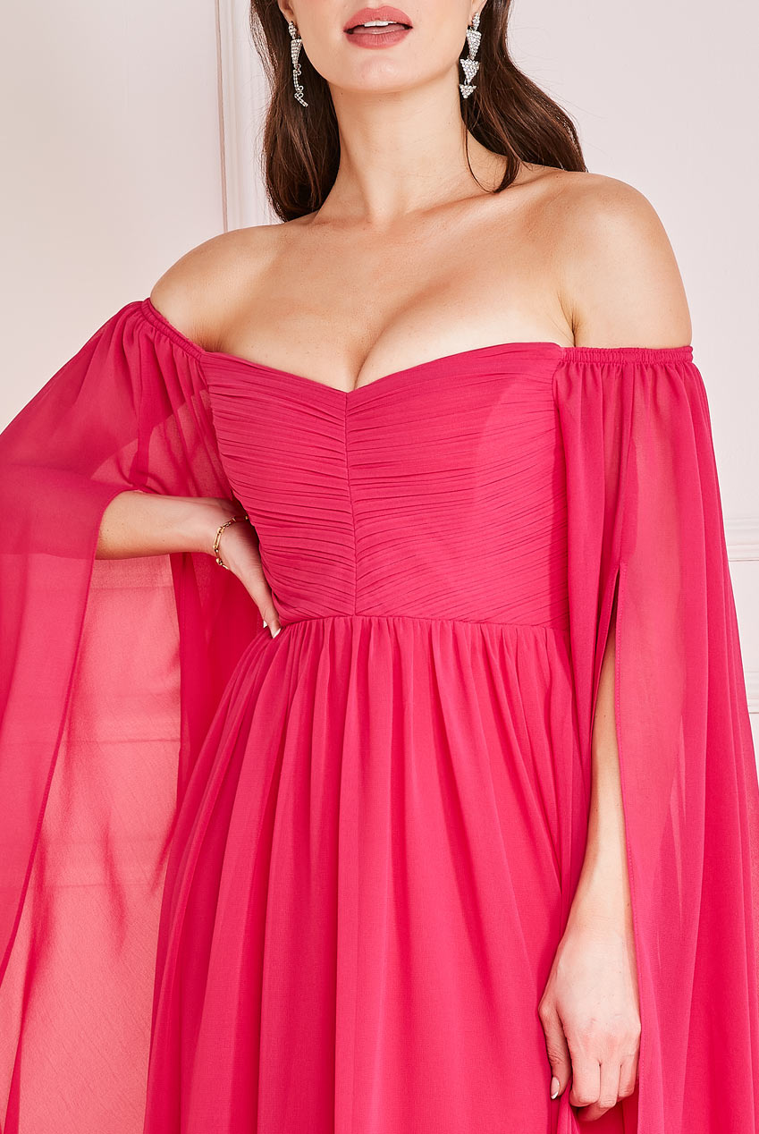Chiffon Off The Shoulder Maxi With Wings