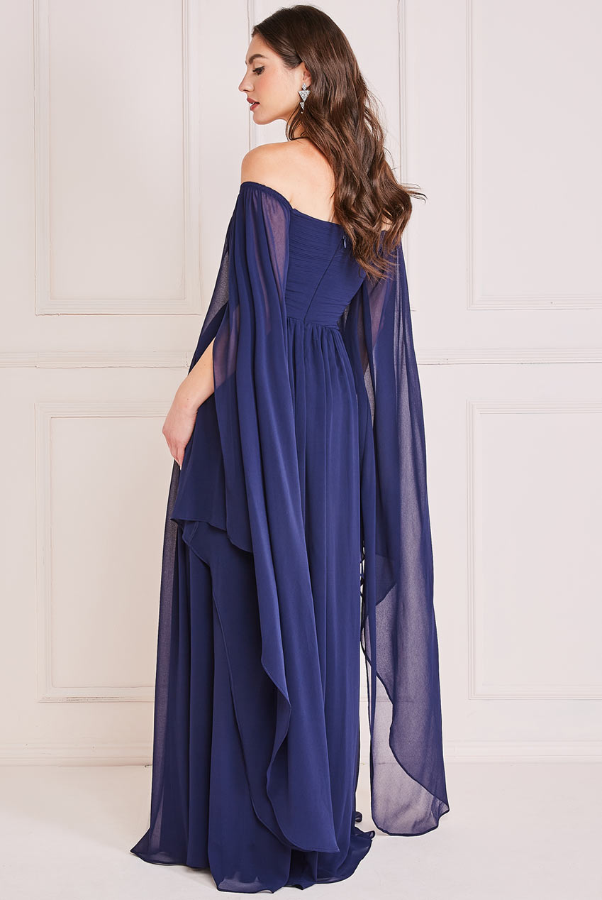 Chiffon Off The Shoulder Maxi With Wings