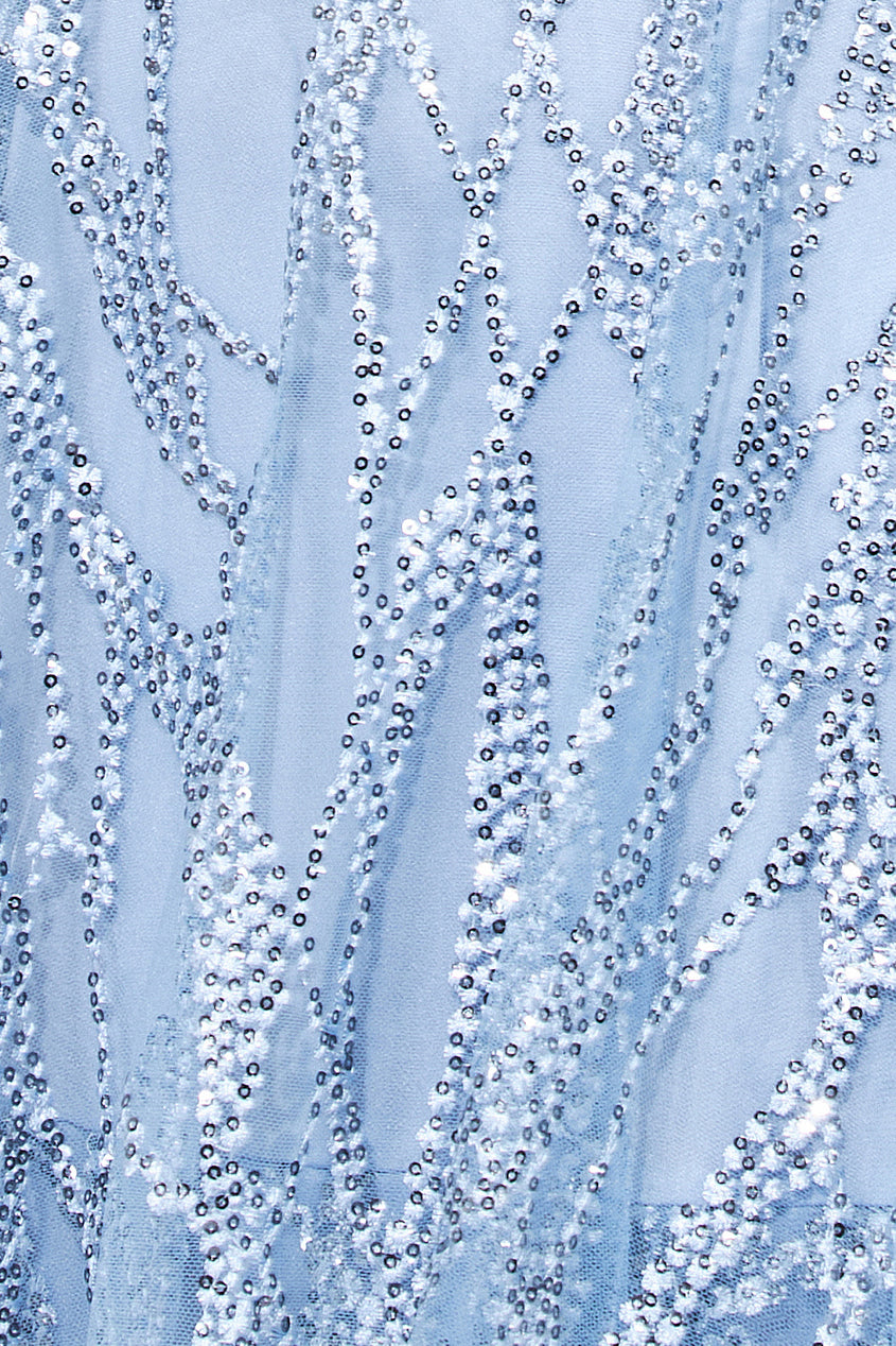 Embroidered Mesh Tiered Midi Dress