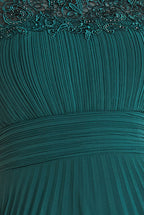 Embellished Crochet Laced Yoke Pleated Midi Dress