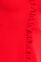 Front Frill Flared Scuba Midi Dress