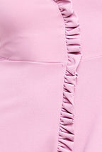 Front Frill Flared Scuba Midi Dress