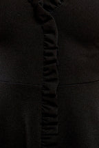 Front Frill Flared Scuba Midi Dress