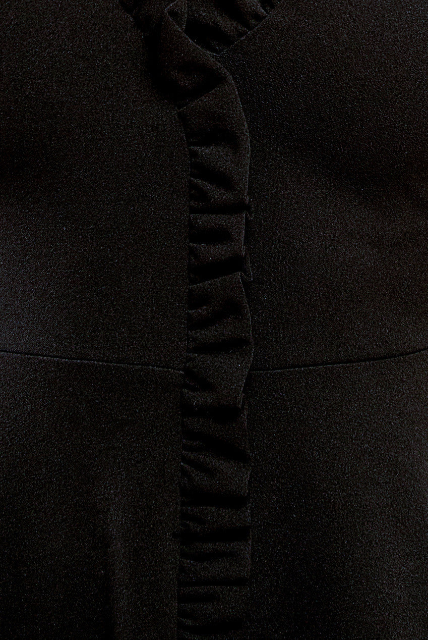 Front Frill Flared Scuba Midi Dress