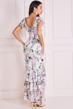 Printed Ruffle Neck & Hem Dress