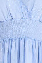 Plain Lurex Chiffon Tiered Midi Dress