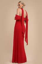 Scalloped Lace & Chiffon Winged Corset Bodice Maxi Dress