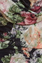 Cowl Neck Floral Print Jacquard Chiffon Maxi Dress