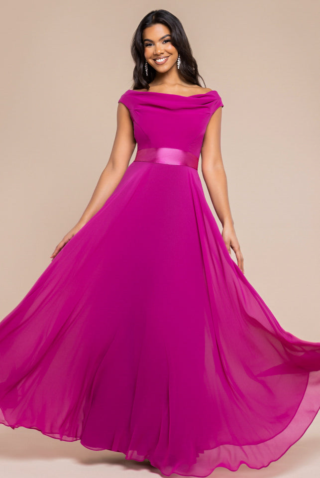 Cowl Neck Chiffon Maxi Dress
