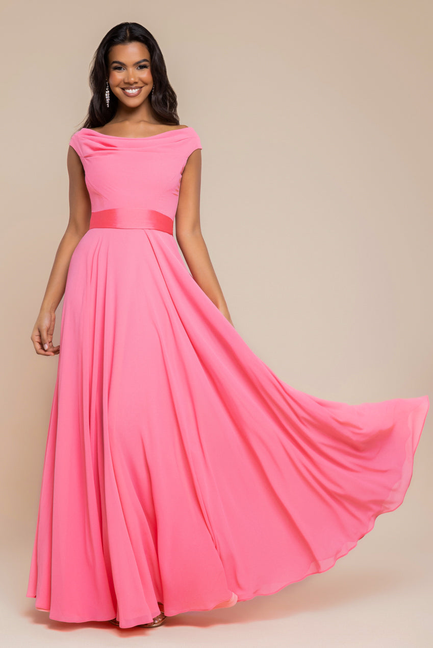 Cowl Neck Chiffon Maxi Dress